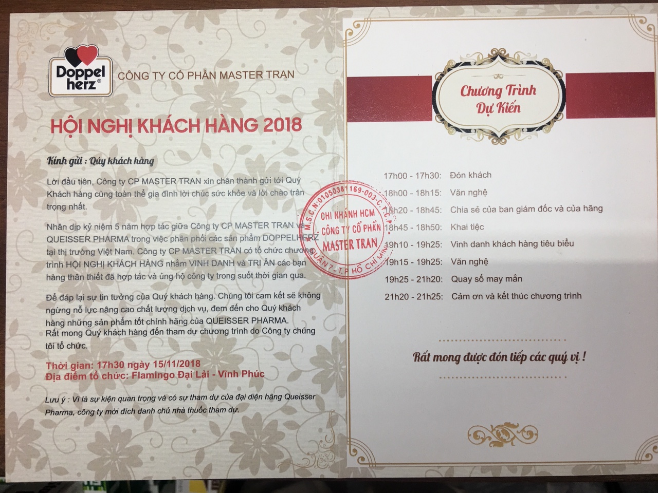 Hội nghị khách hàng 2018 - Công ty Cổ Phần Master Tran 